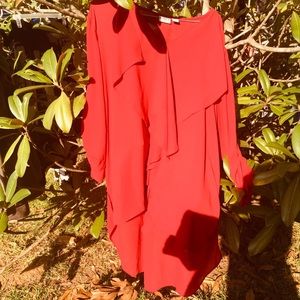 Crimson Layered Roll Sleeve Blouse